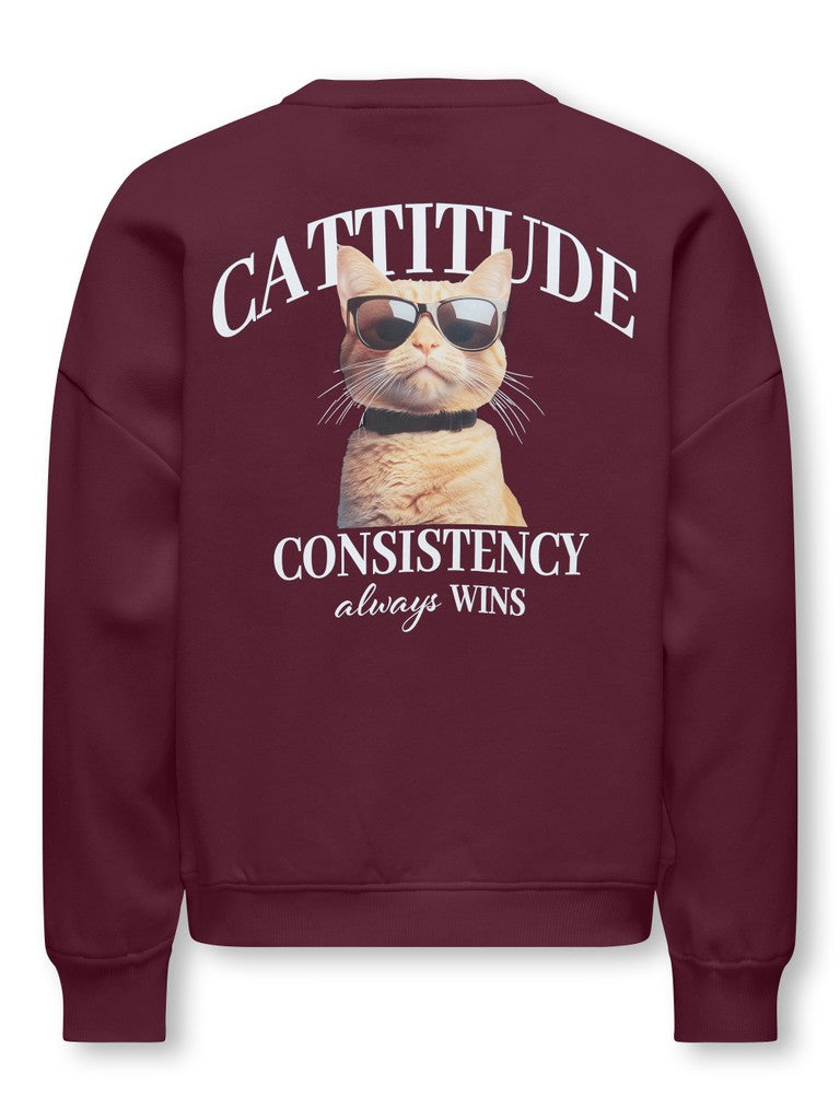 Kids Only lasten collegepaita Kogbila Print O-Neck Sweat Noos, viininpunainen
