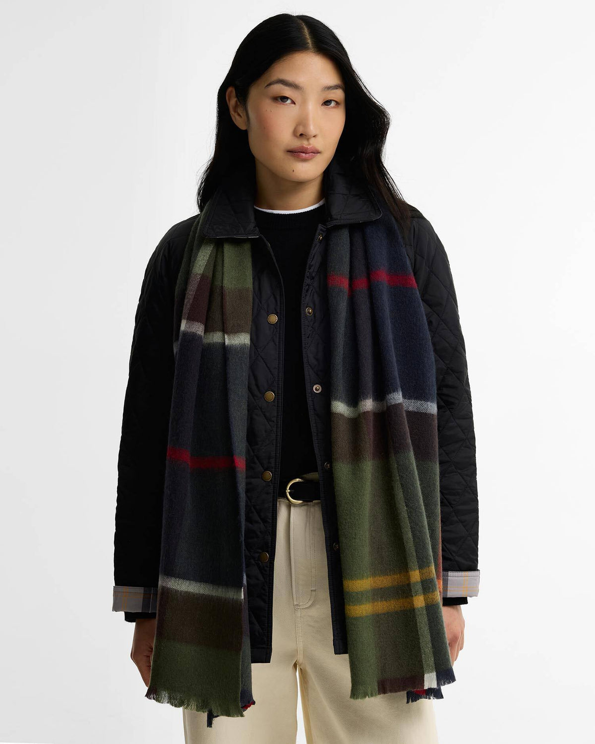 Barbour naisten huivi Rosefield Tartan Scarf, vihreä ruutu