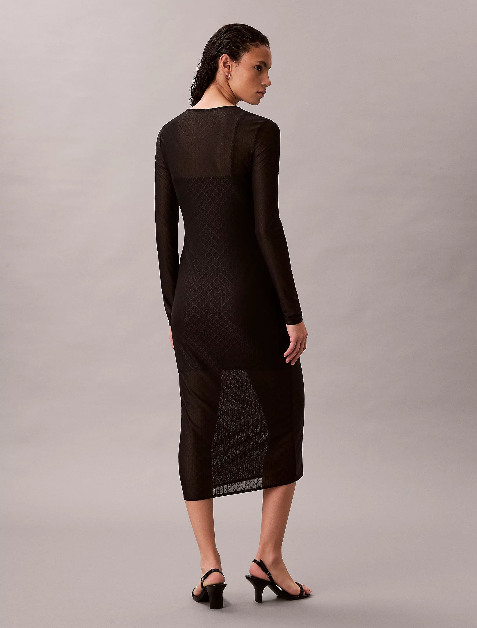 Calvin Klein Jeans naisten mekko LS AOP Lace Maxi Dress, musta