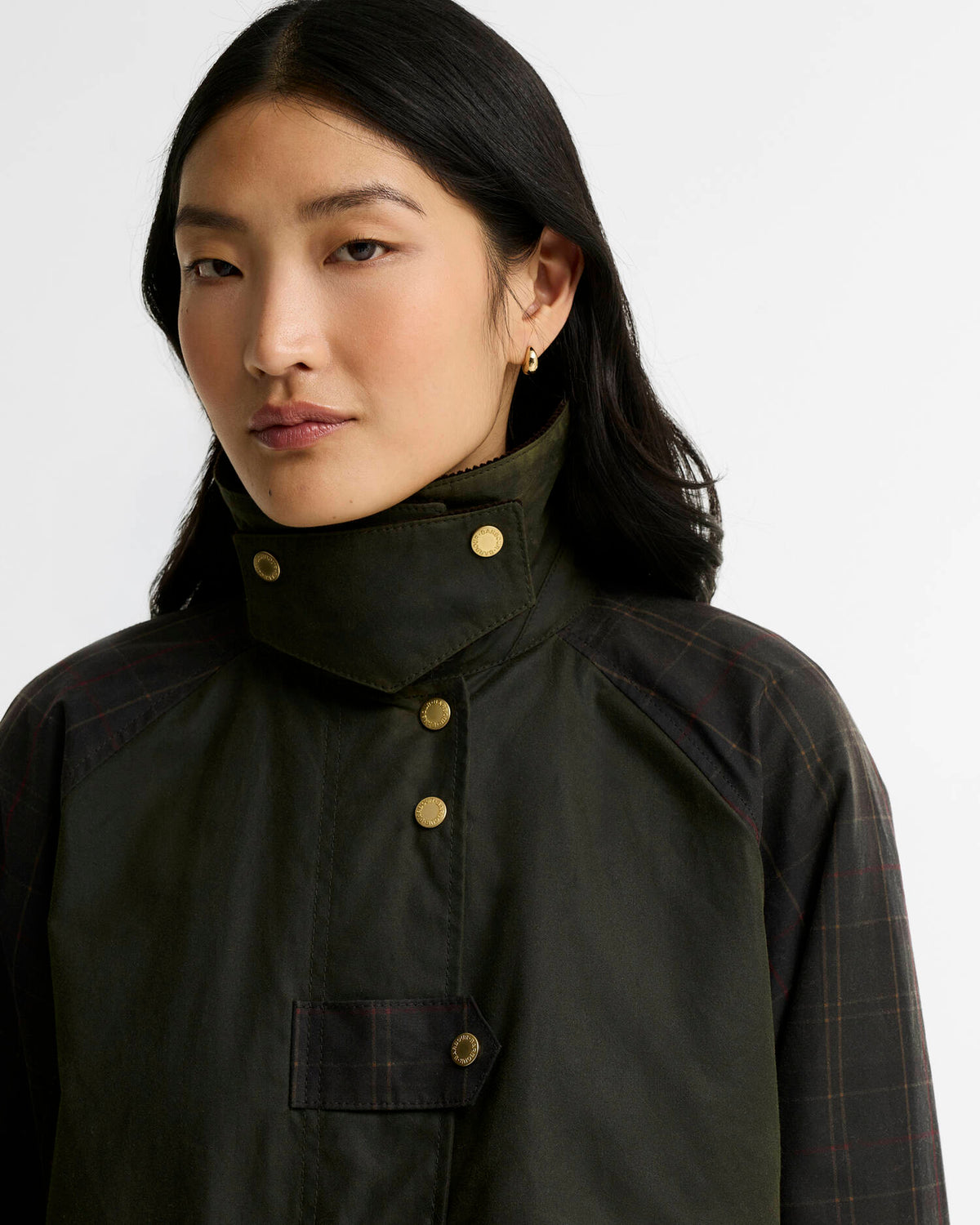 Barbour naisten välikausitakki Kirklees Checked Waxed Jacket, Khaki
