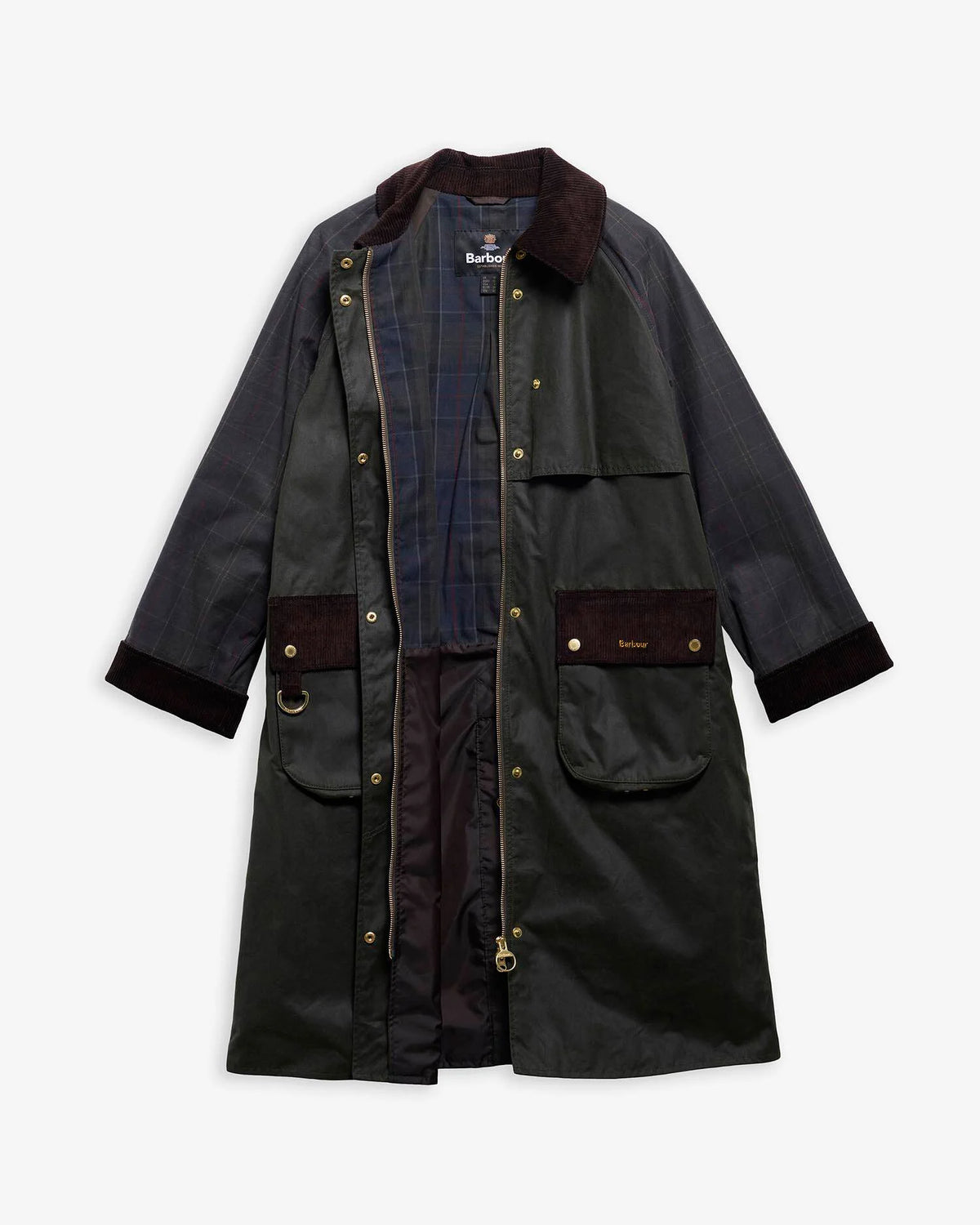 Barbour naisten välikausitakki Kirklees Checked Waxed Jacket, Khaki