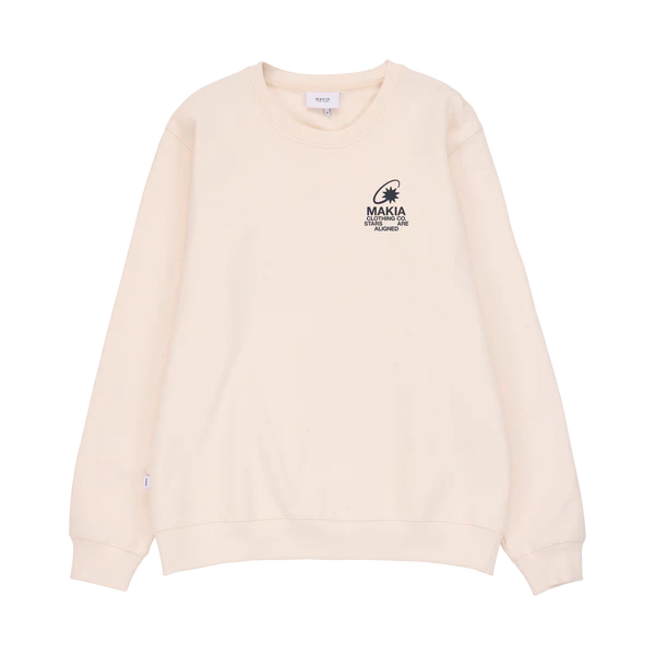 Makia miesten collegepaita K Cosmic Sweatshirt, luonnonvalkoinen