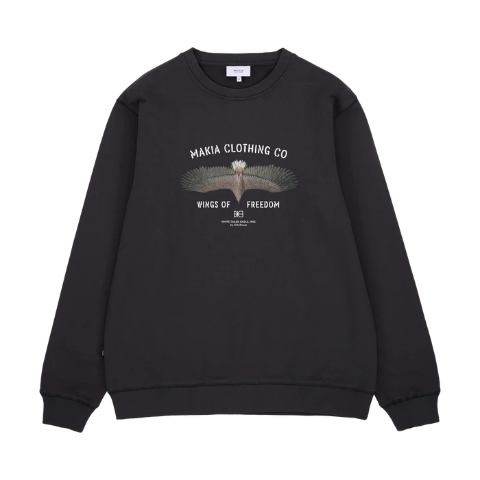 Makia miesten collegepaita Eagle Sweatshirt, hiilenmusta