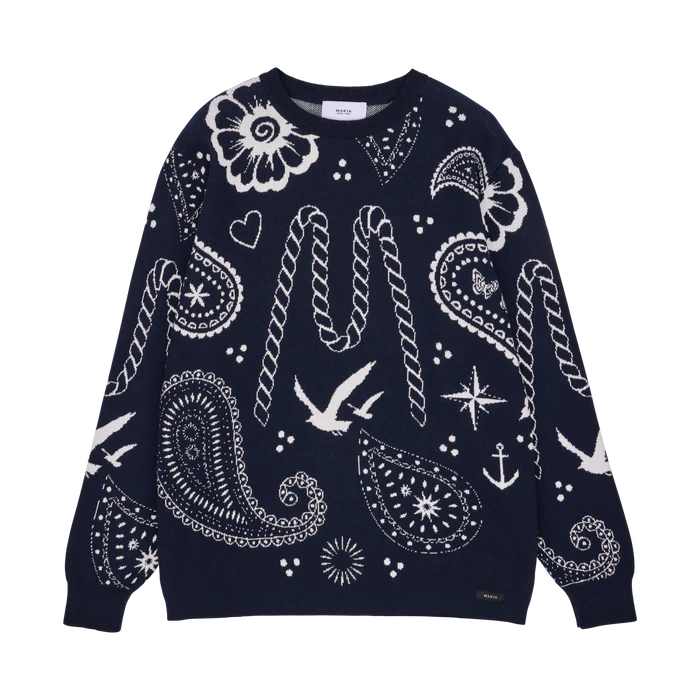 Makia miesten neulepusero Beam Knit, tummansininen