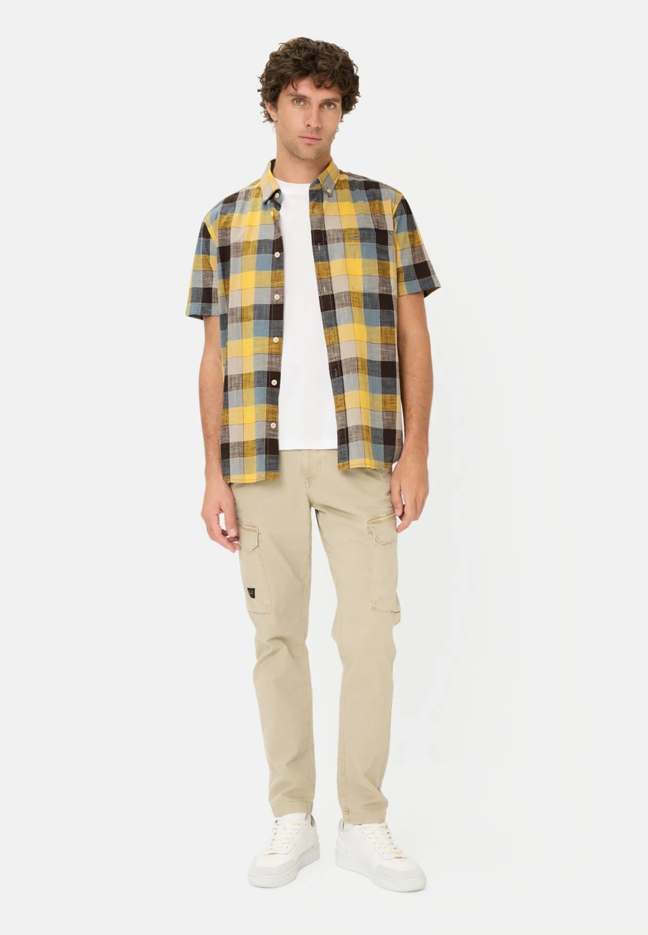 Camel Active miesten lyhythihainen kauluspaita Checked SS Shirt LOS, poltettu oranssi