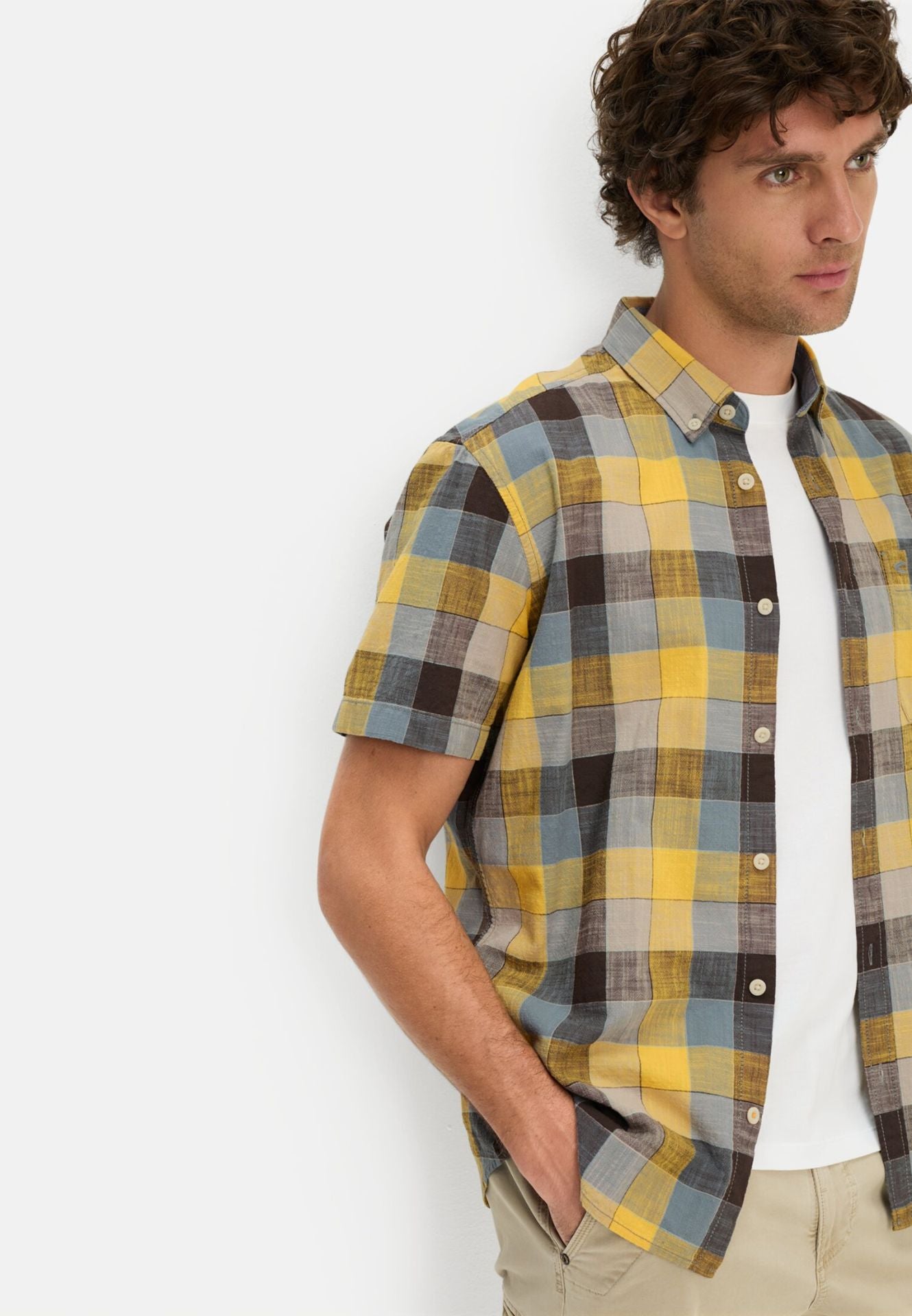 Camel Active miesten lyhythihainen kauluspaita Checked SS Shirt LOS, poltettu oranssi