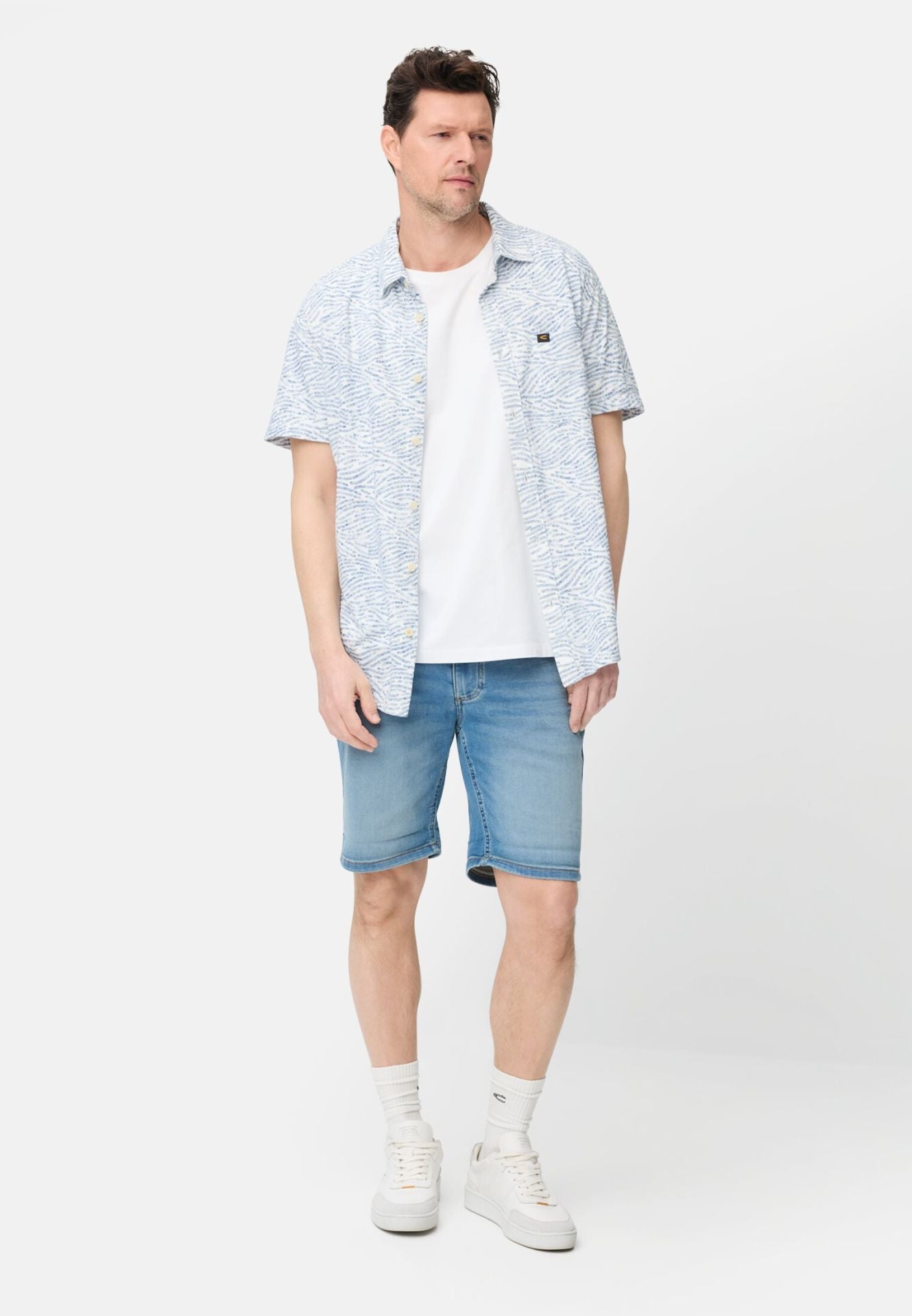 Camel Active miesten lyhythihainen kauluspaita Jersey Performance SS Shirt, Sininen kuosi