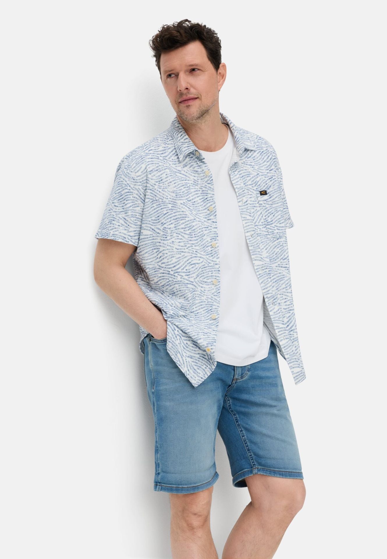 Camel Active miesten lyhythihainen kauluspaita Jersey Performance SS Shirt, Sininen kuosi