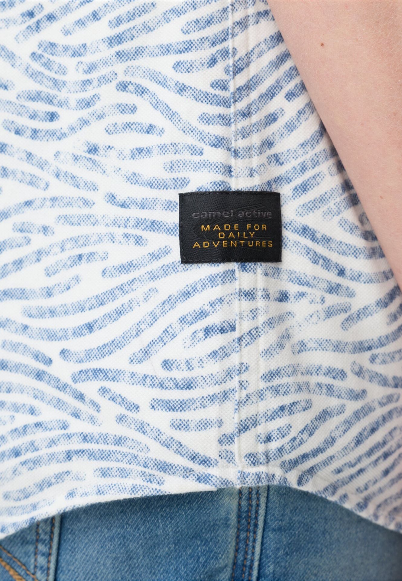 Camel Active miesten lyhythihainen kauluspaita Jersey Performance SS Shirt, Sininen kuosi