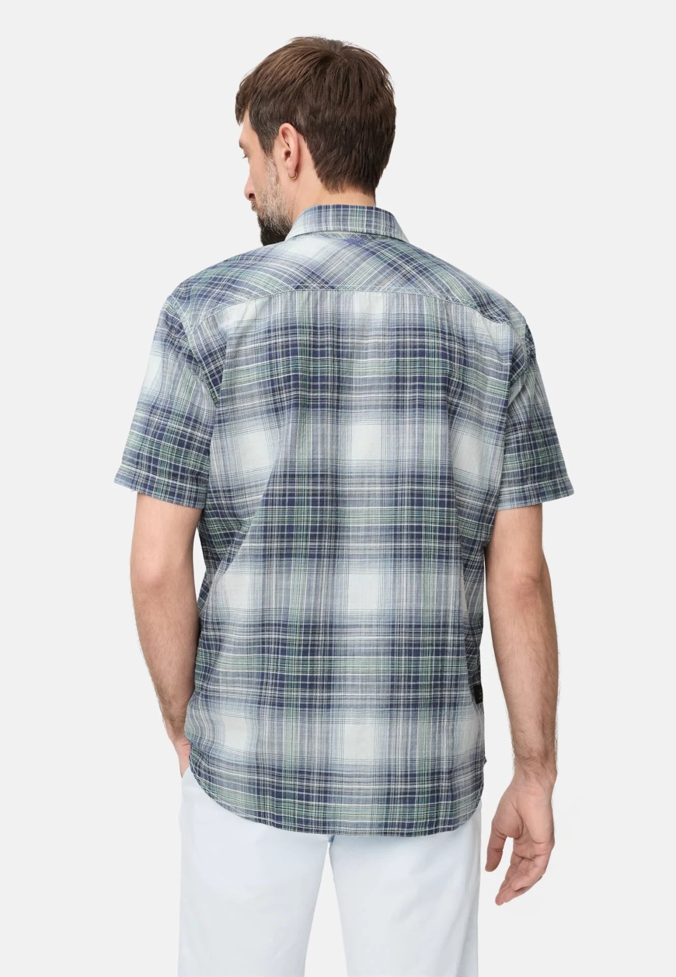 Camel Active miesten lyhythihainen kauluspaita Checked SS Shirt, sininen ruutu