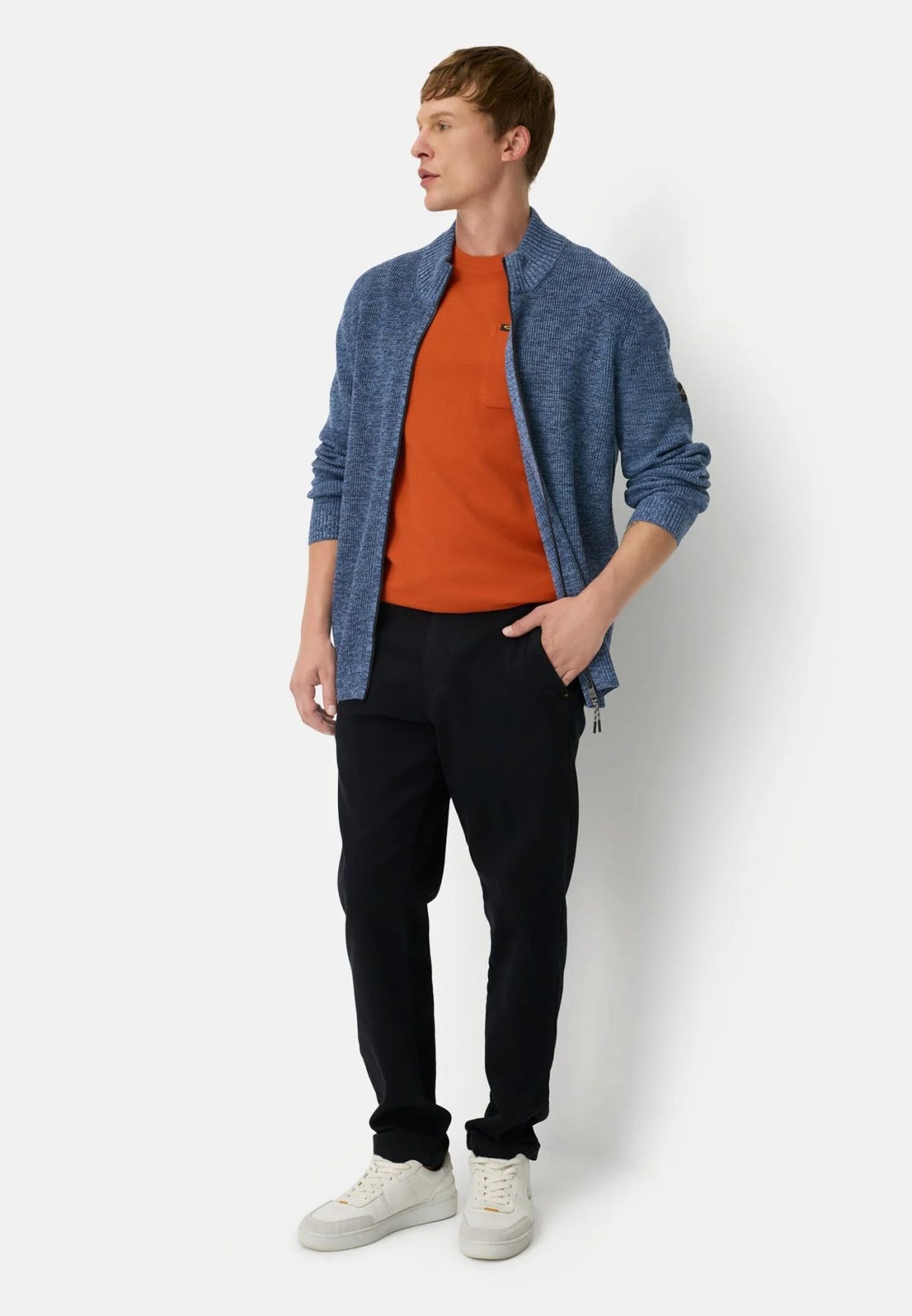 Camel Active miesten neuletakki Zip Knit Sweater, sininen