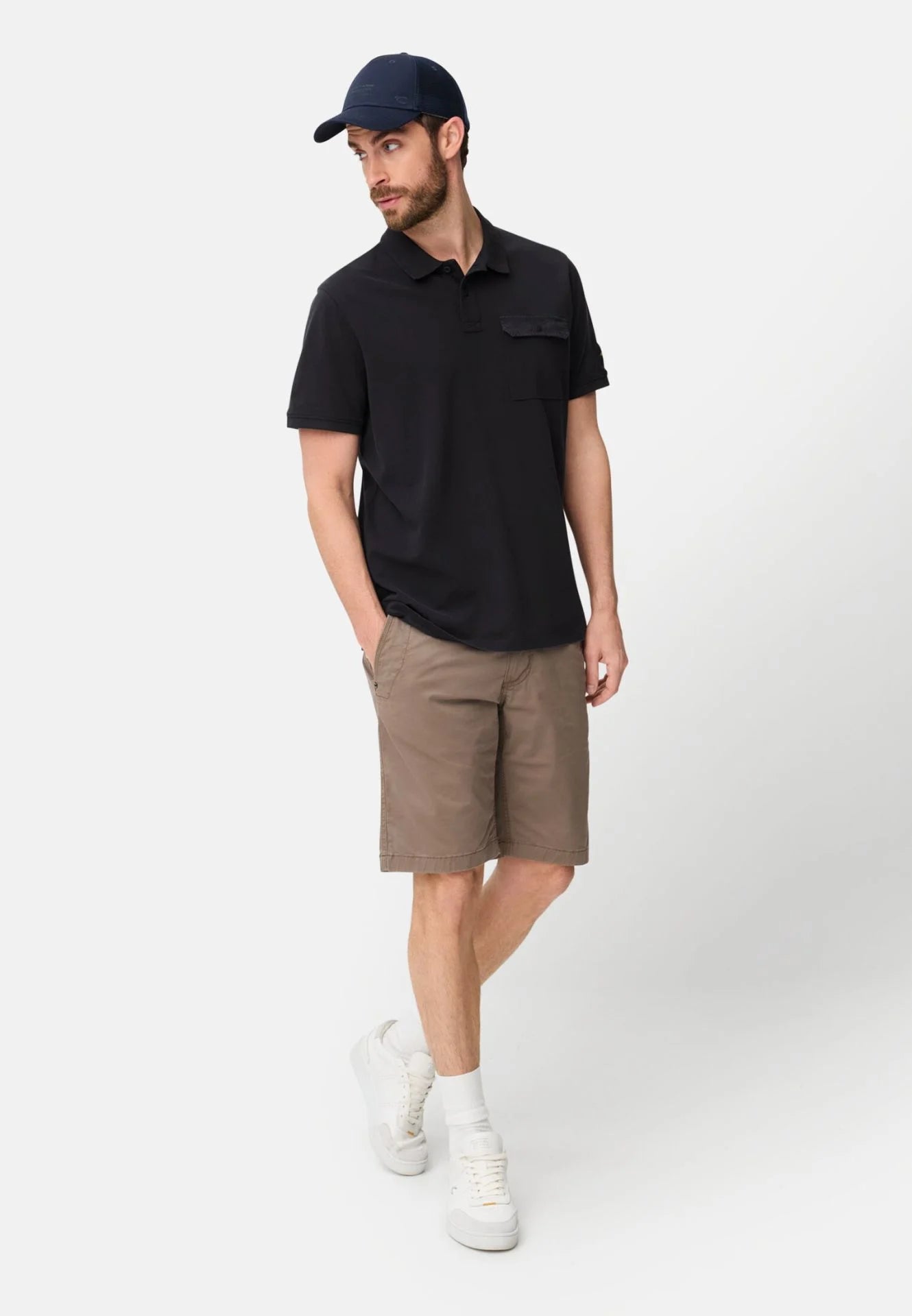 Camel Active miesten pikeepaita Washed Polo Shirt Los, hiilenmusta