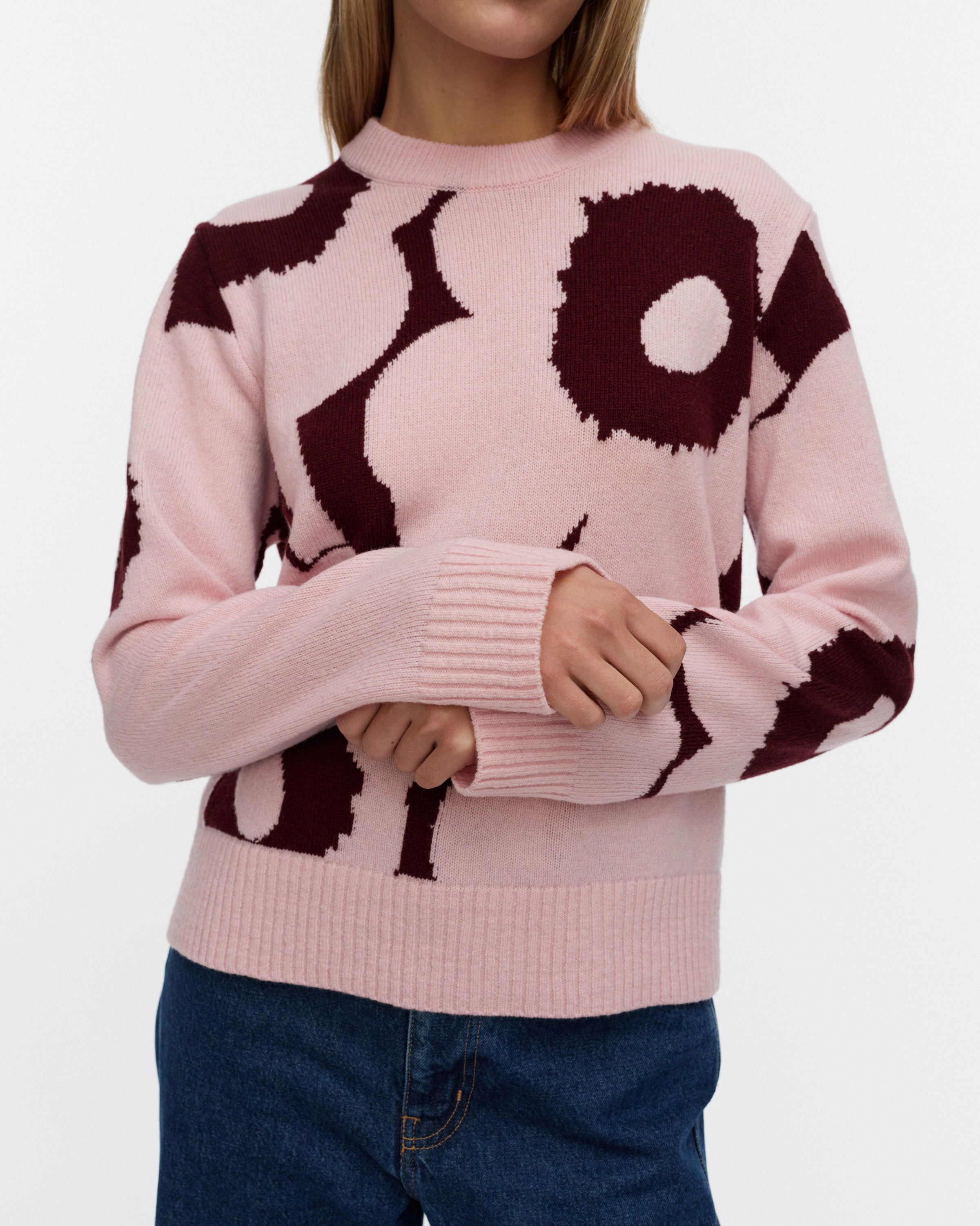 Marimekko naisten neulepusero Aatto Unikko, vaaleanpunainen kuosi
