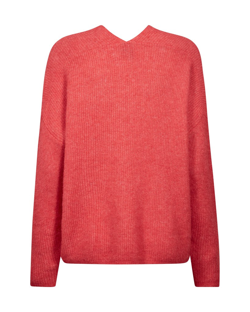 Mos Mosh naisten neulepusero Thora V-Neck Knit, koralli