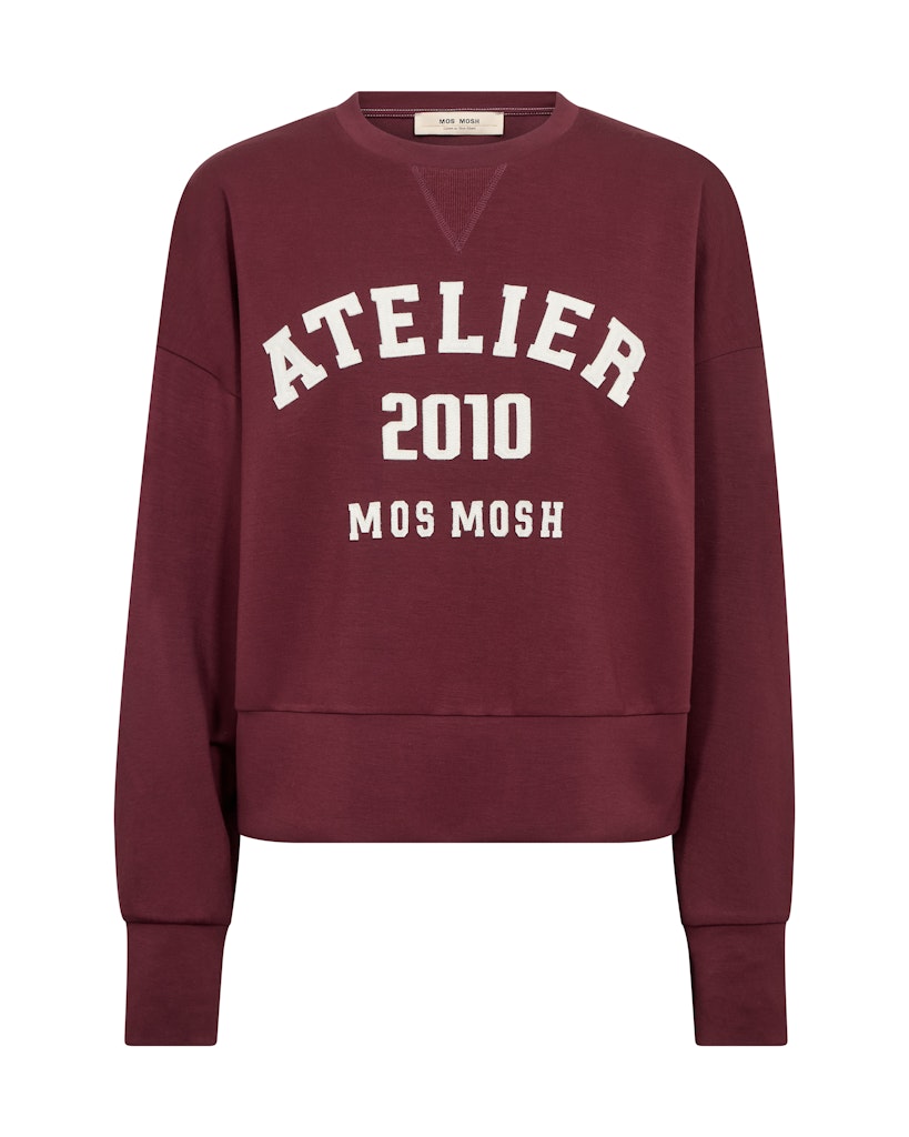 Mos Mosh naisten collegepaita Nima O-LS Sweatshirt, viininpunainen