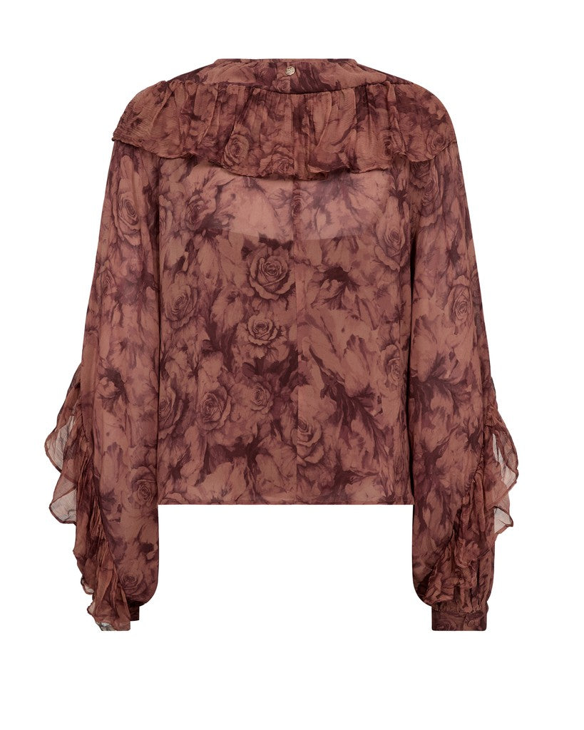 Mos Mosh naisten paitapusero MMRoya Ruffle Rose Blouse, Flower Print