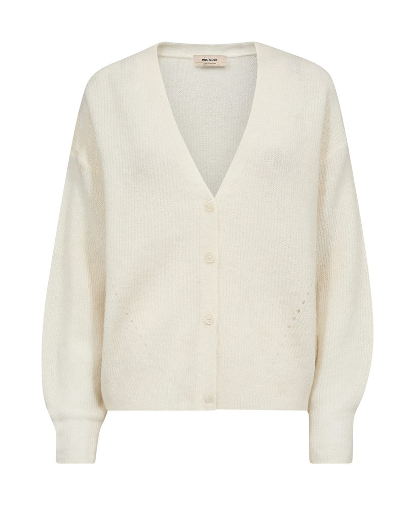 Mos Mosh naisten neuletakki MMThora V-Neck Cardigan, Ecru
