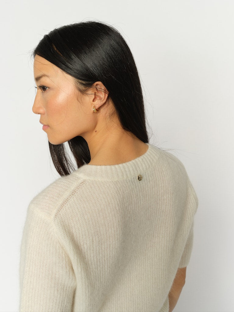 Mos Mosh naisten neuletakki Thora SS Cardigan, luonnonvalkoinen