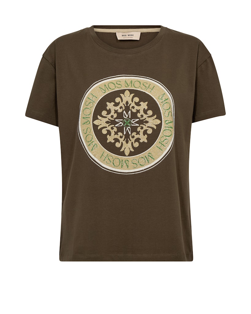 Mos Mosh naisten t-paita Judd O-SS Tee, tummanvihreä