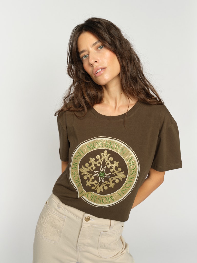 Mos Mosh naisten t-paita Judd O-SS Tee, tummanvihreä