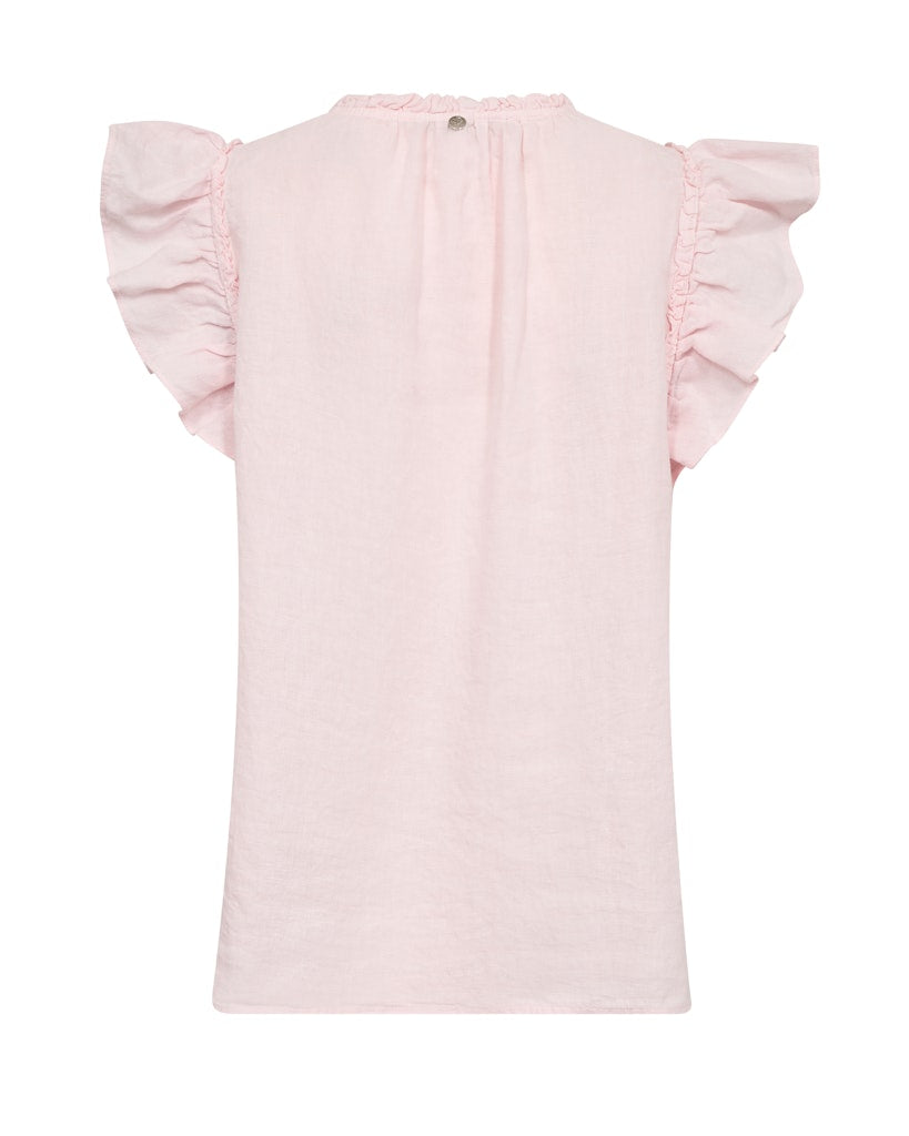 Mos Mosh naisten pusero Tea Linen Blouse, vaaleanpunainen