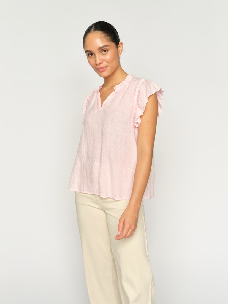 Mos Mosh naisten pusero Tea Linen Blouse, vaaleanpunainen