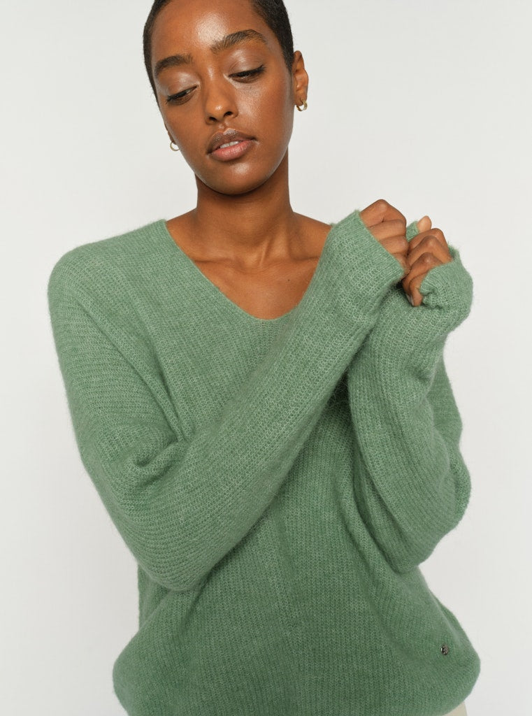 Mos Mosh neule, THORA V-NECK KNIT Vaaleanvihreä