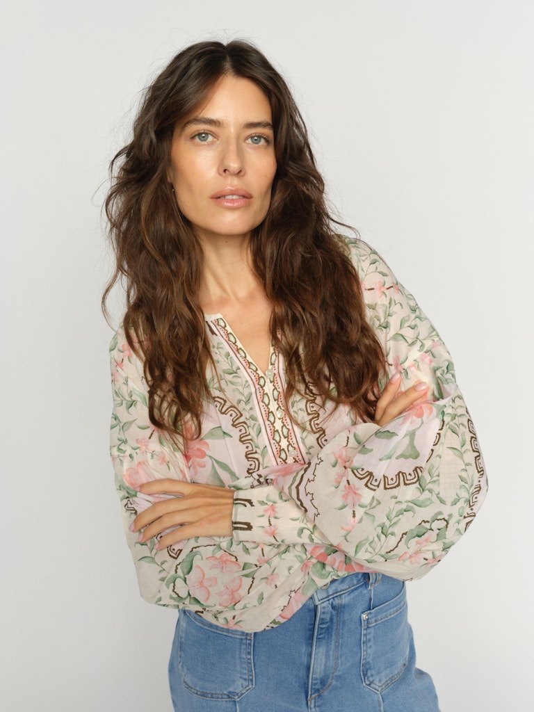 Mos Mosh naisten pusero Wylde Orchid Blouse, valkopohjainen kuosi