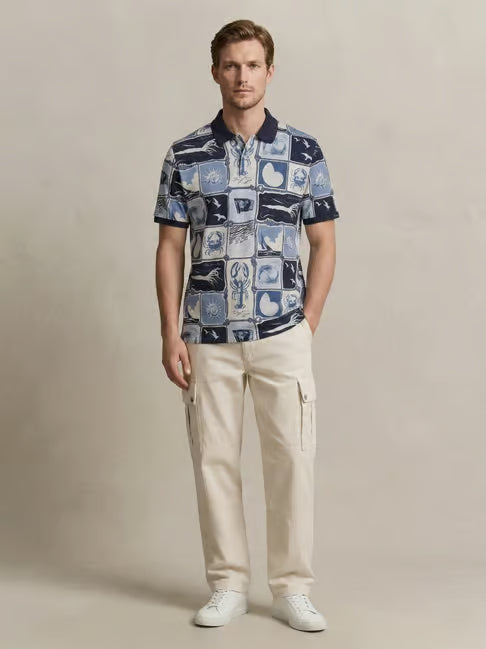 Gant miesten pikeepaita K Printed SS Polo, sininen kuosi