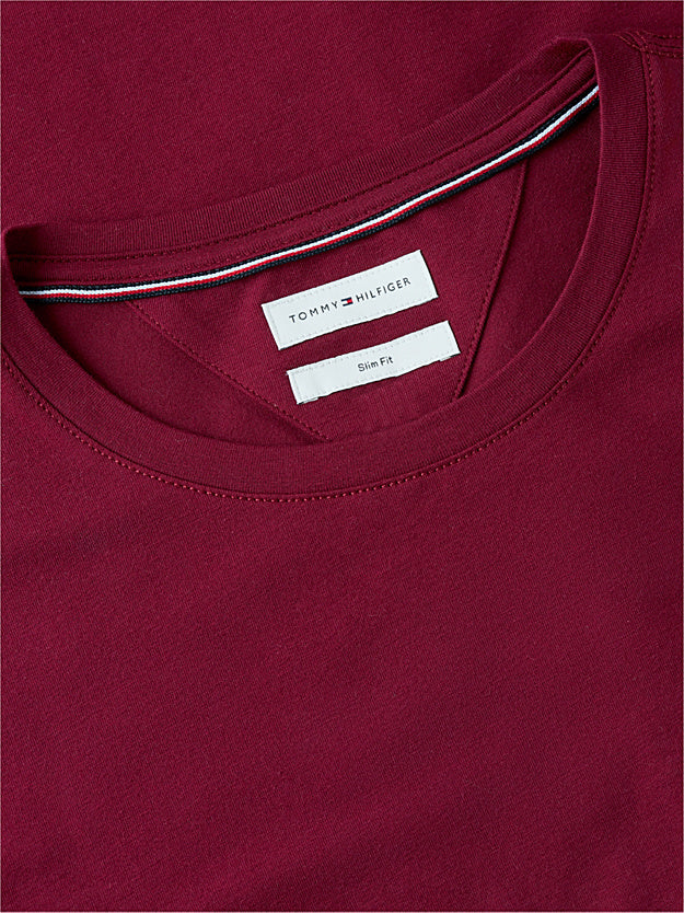 Tommy Hilfiger miesten pitkähihainen paita Stretch Slim Fit Long Sleeve Tee, viininpunainen