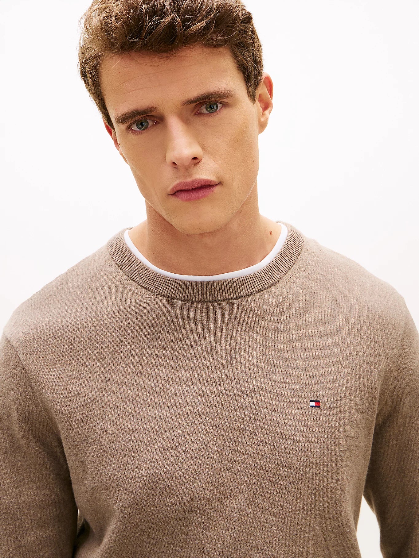 Tommy Hilfiger miesten neulepusero PIMA ORG CTN CASHMERE CREW NECK, kaakaonruskea