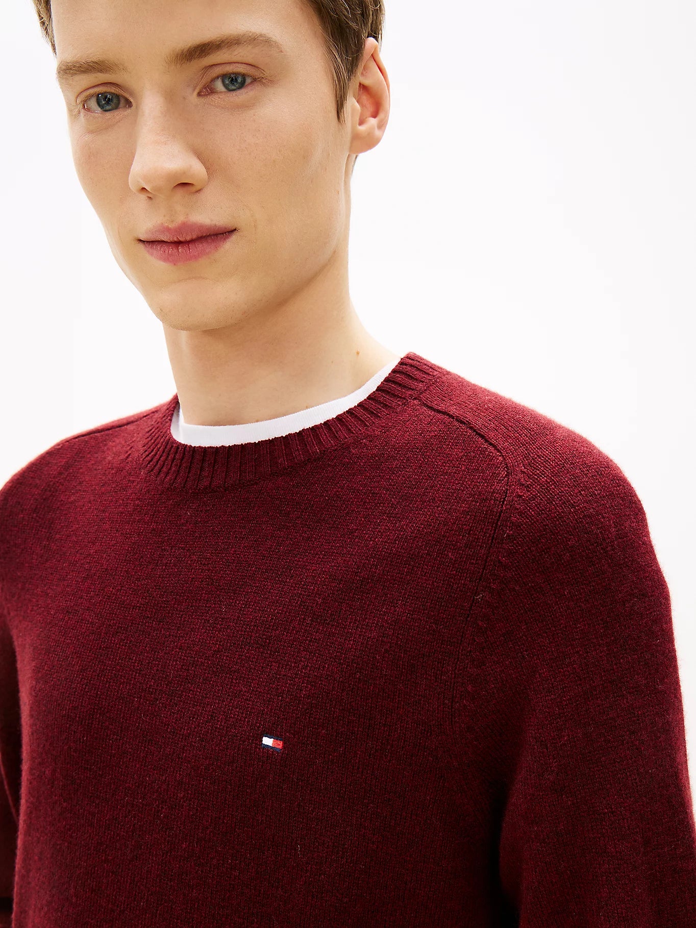 Tommy Hilfiger miesten neulepusero CLAMBSWOOL CREW NECK, viininpunainen