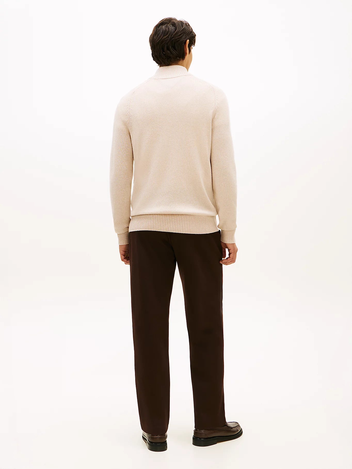 Tommy Hilfiger miesten neulepaita Lambswool Zip Mock, beige