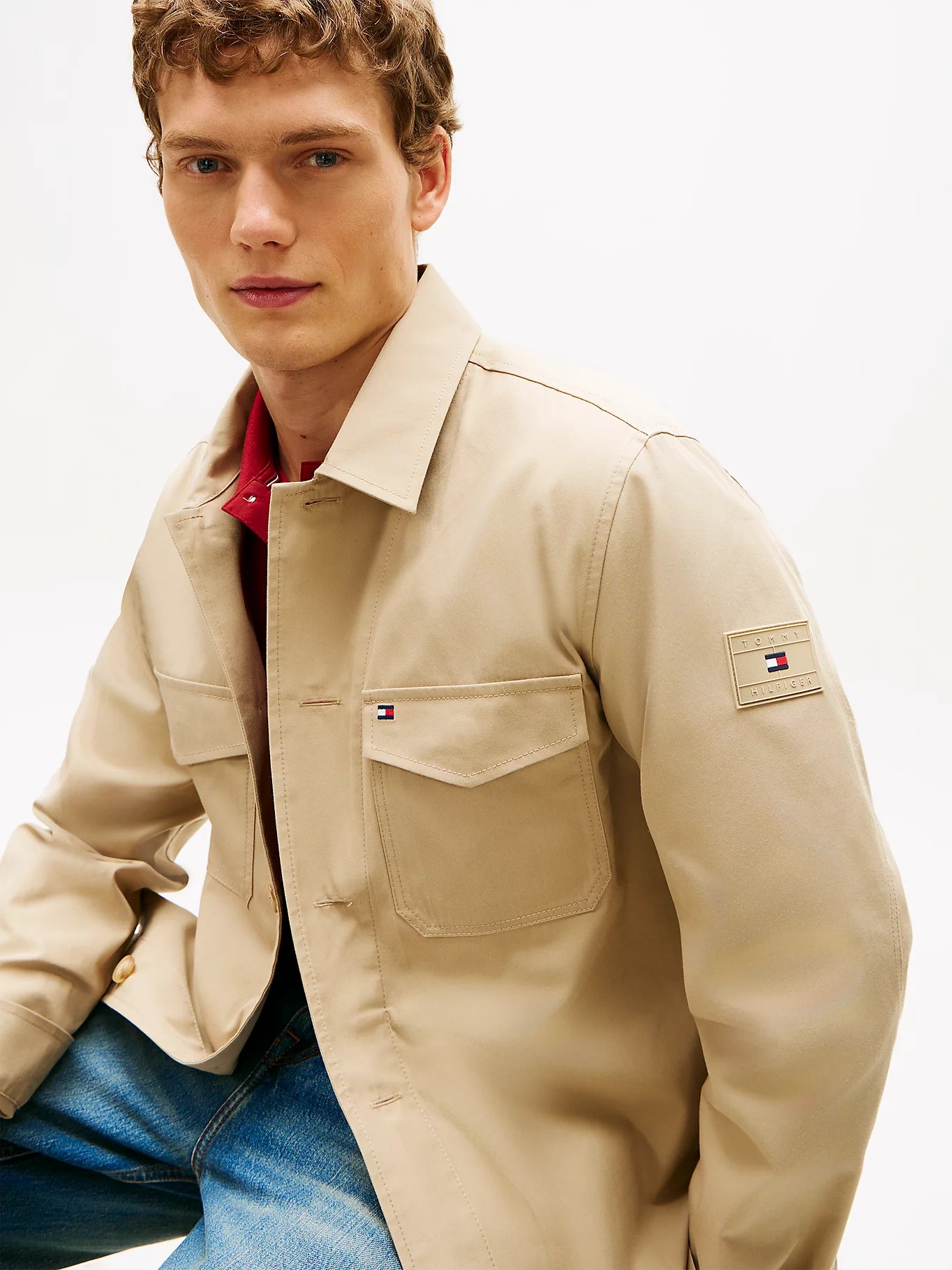 Tommy Hilfiger miesten takki K Cotton Nylon Shirt Jacket, beige