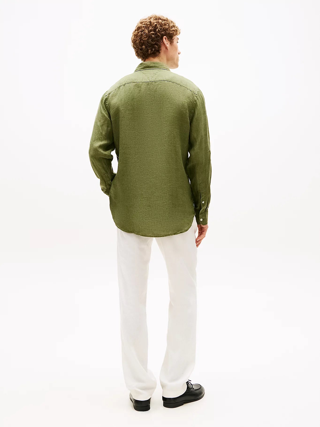 Tommy Hilfiger miesten Kauluspaita Pigment Dyed Linen Solid RF Shirt, tummanvihreä