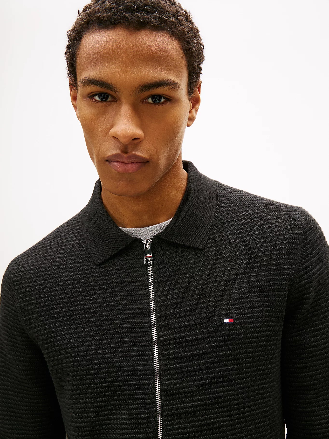 Tommy Hilfiger miesten neuletakki Seasonal Structure Zip Thru Polo, musta