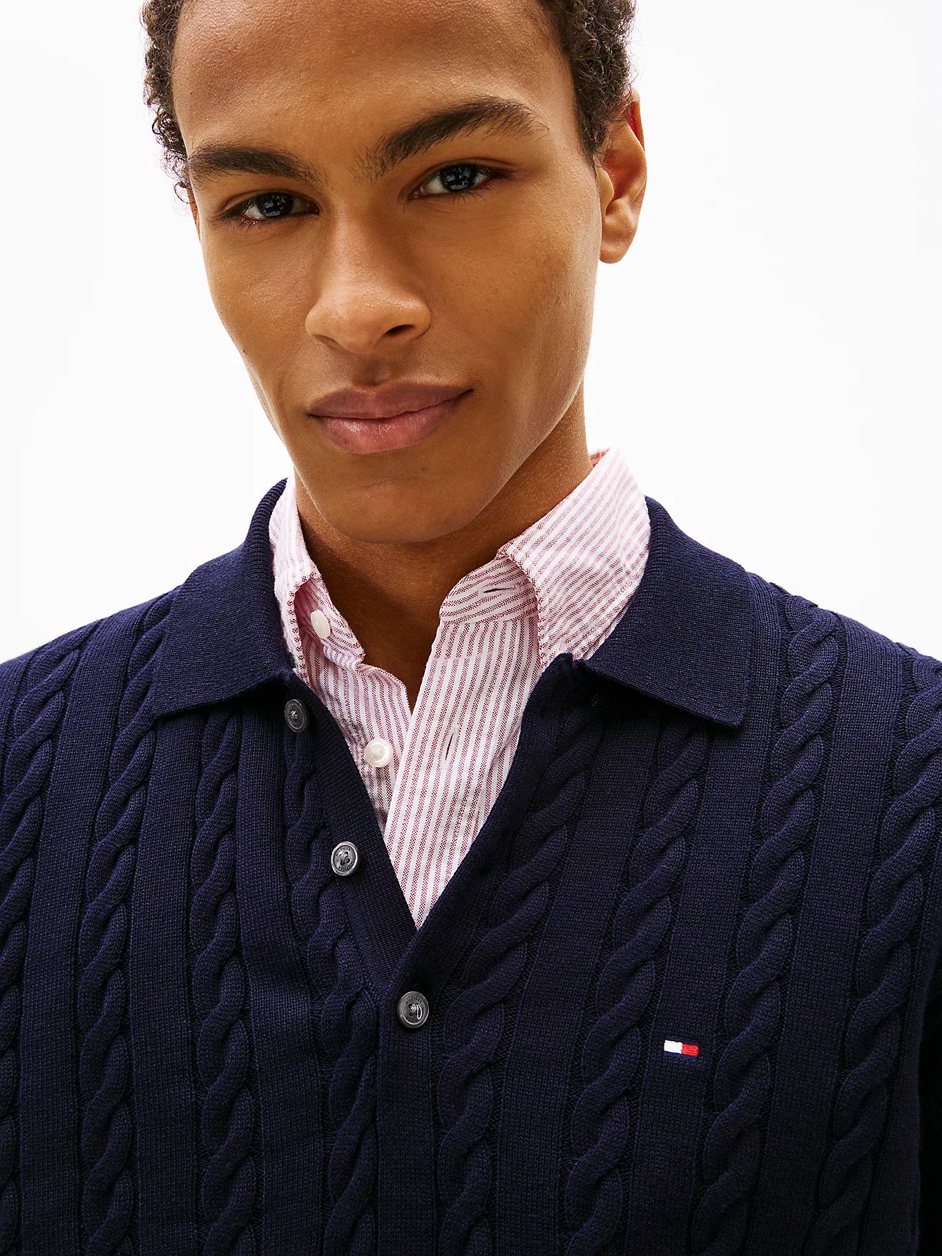 Tommy Hilfiger miesten neulepusero Classic Cotton Cable LS Polo, tummansininen