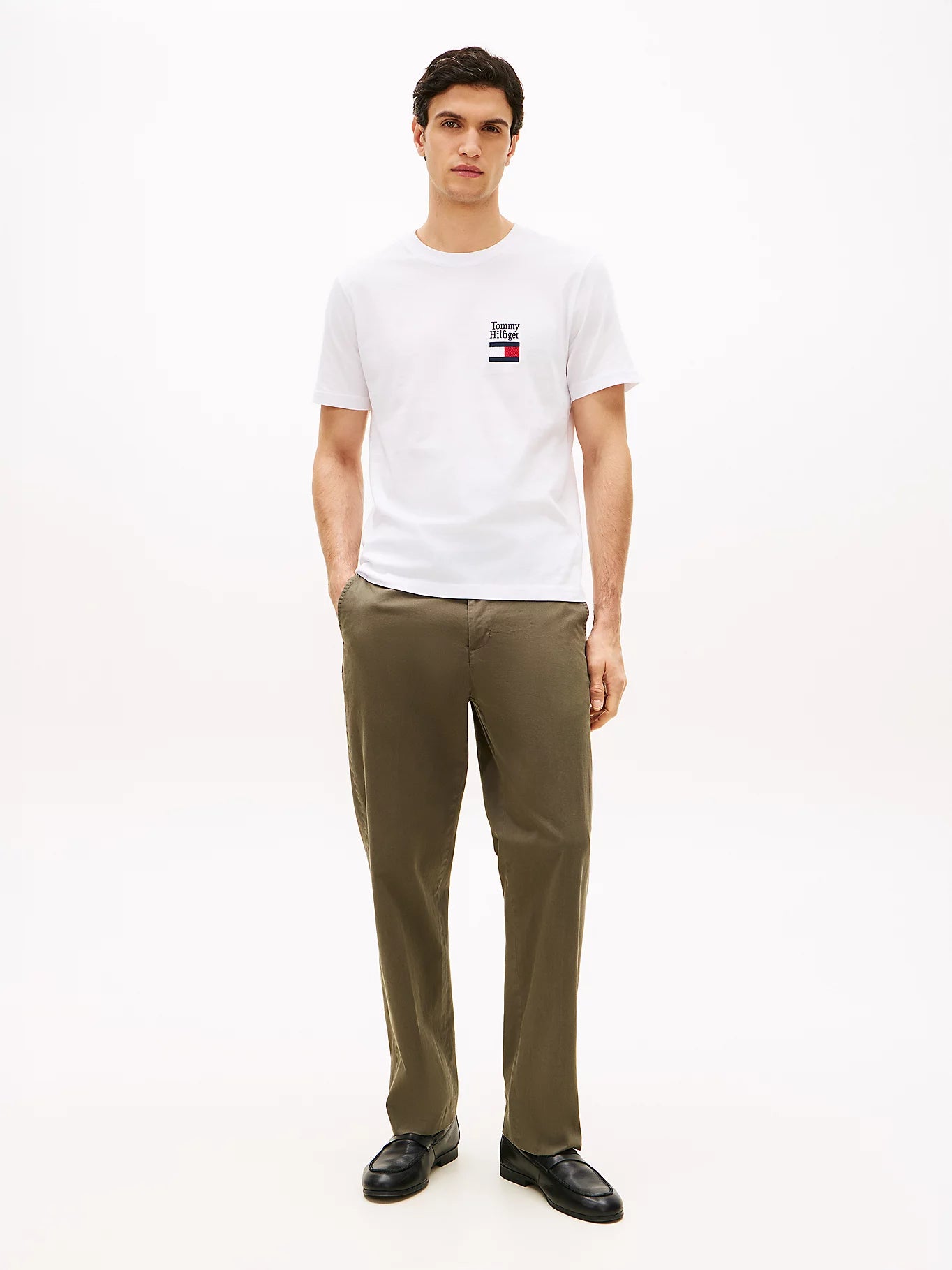 Tommy Hilfiger miesten T-paita Brand Love Text Stack Tee, valkoinen