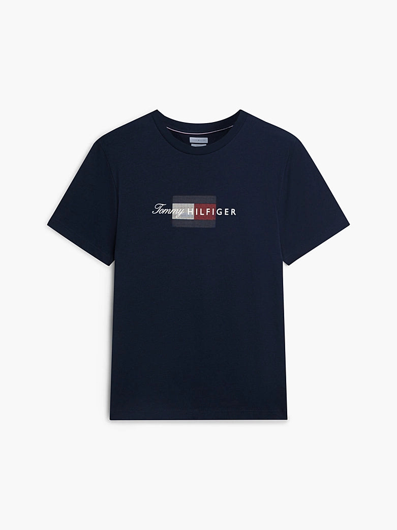 Tommy Hilfiger miesten t-paita Script Flag Regular Tee, tummansininen