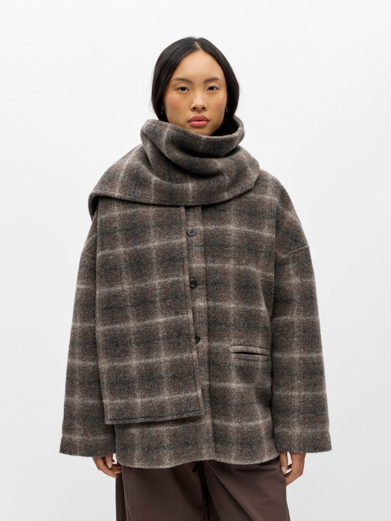 Object naisten villakangastakki Objmaise Scarf Jacket, Carafe Check