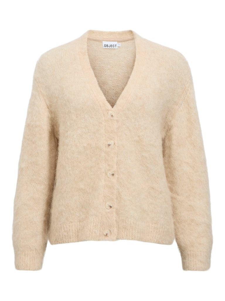 Object naisten neuletakki Harry L/S LO Knit Cardigan, Birch Melange