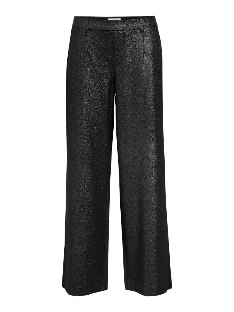 Object naisten housut ObjLisa Wide Pant, Black Silver glitter