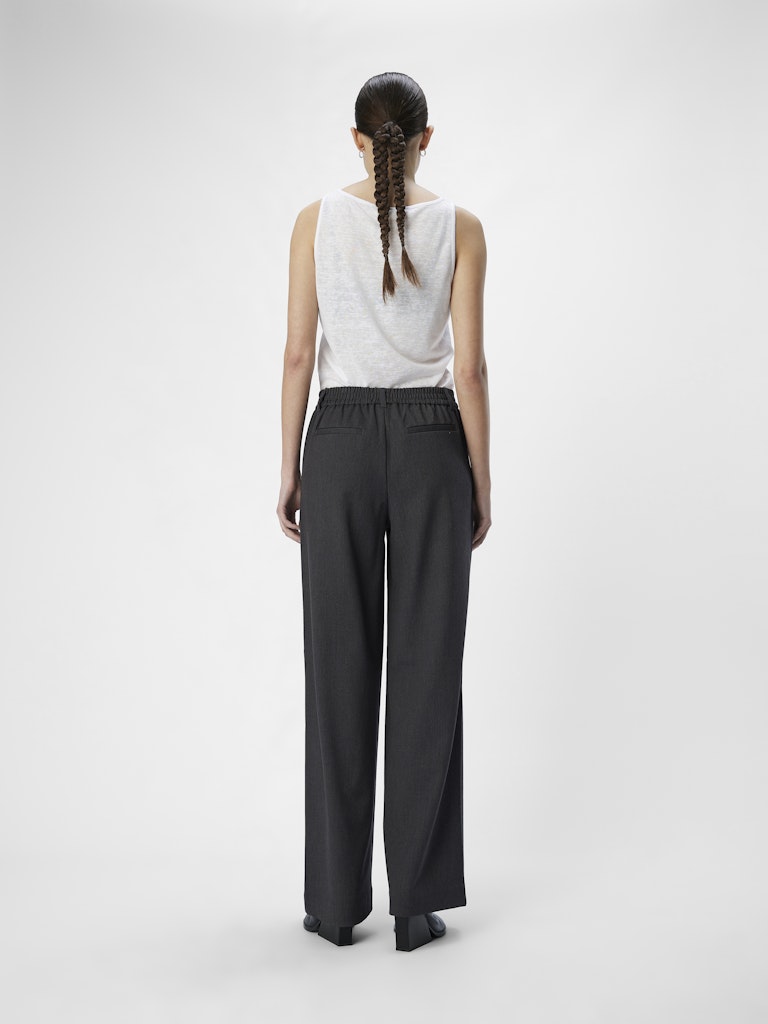 Object naisten housut OBJLisa Wide Pant, Medium Grey Melange