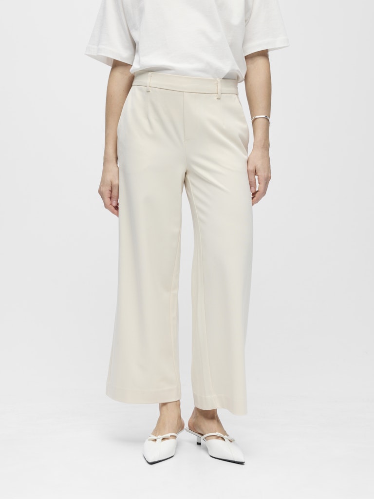 Object naisten housut OBJLisa Cropped Wide Pant Div, Sandshell