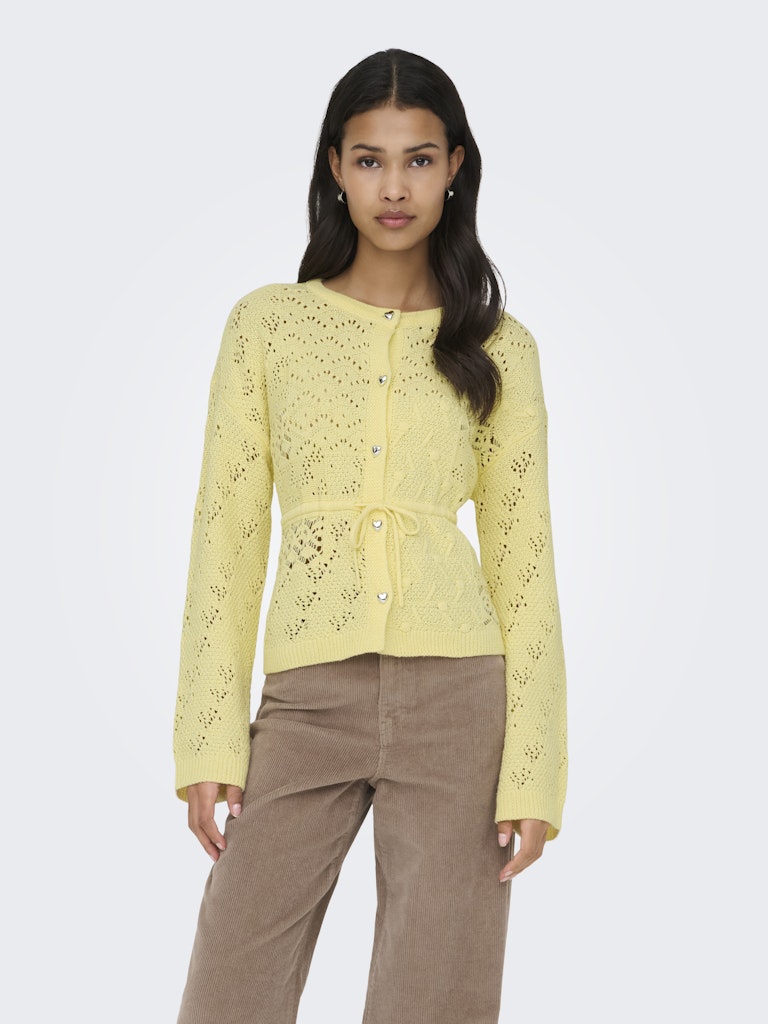 Only naisten neuletakki ONLELKE LIFE LS CARDIGAN CC KNT, keltainen