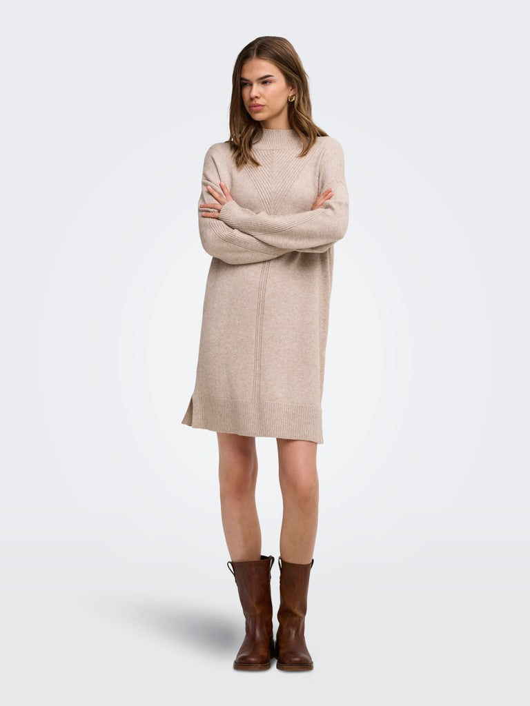 Only naisten neulemekko Princess Highneck Dress, Mocha Meringue Detail: Melange