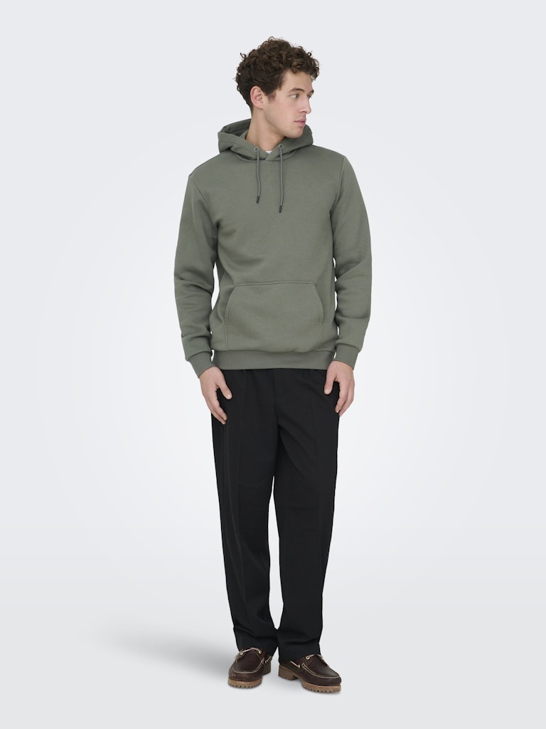 Only and Sons miesten huppari ONSCERES Hoodie Sweat, Castor Gray