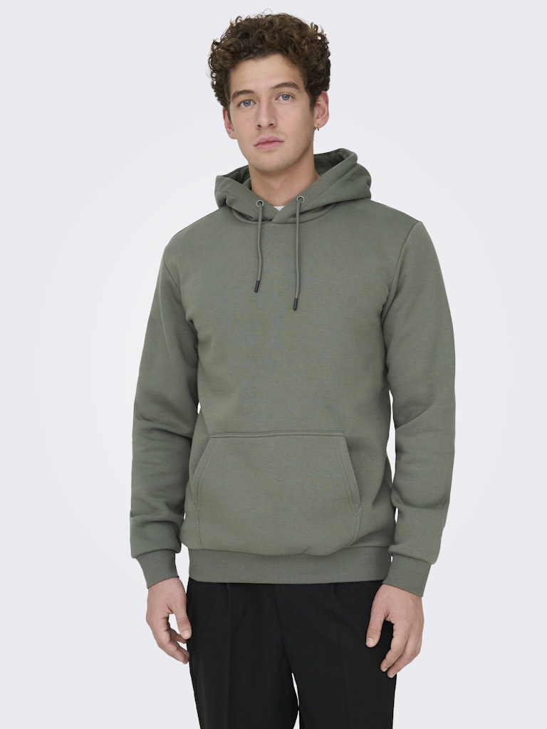 Only and Sons miesten huppari ONSCERES Hoodie Sweat, Castor Gray