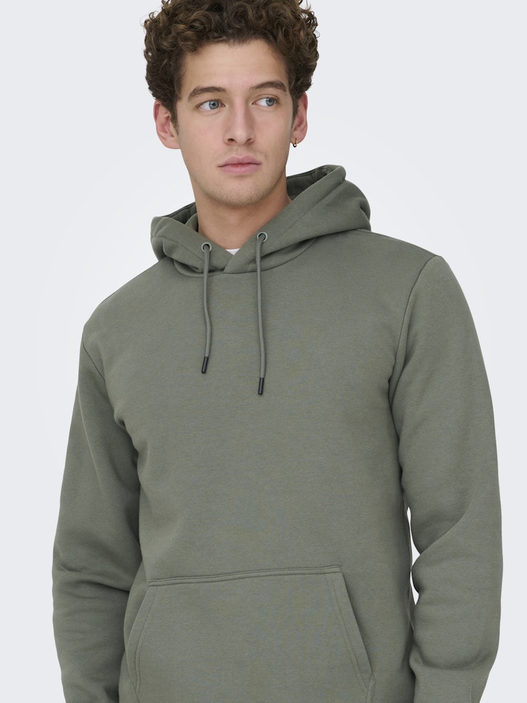 Only and Sons miesten huppari ONSCERES Hoodie Sweat, Castor Gray