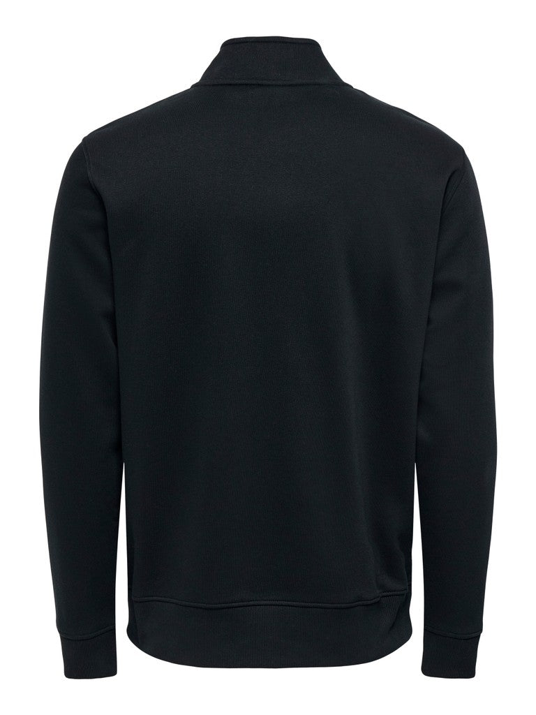 Only & Sons miesten collegepaita OnsCeres Half Zip, musta